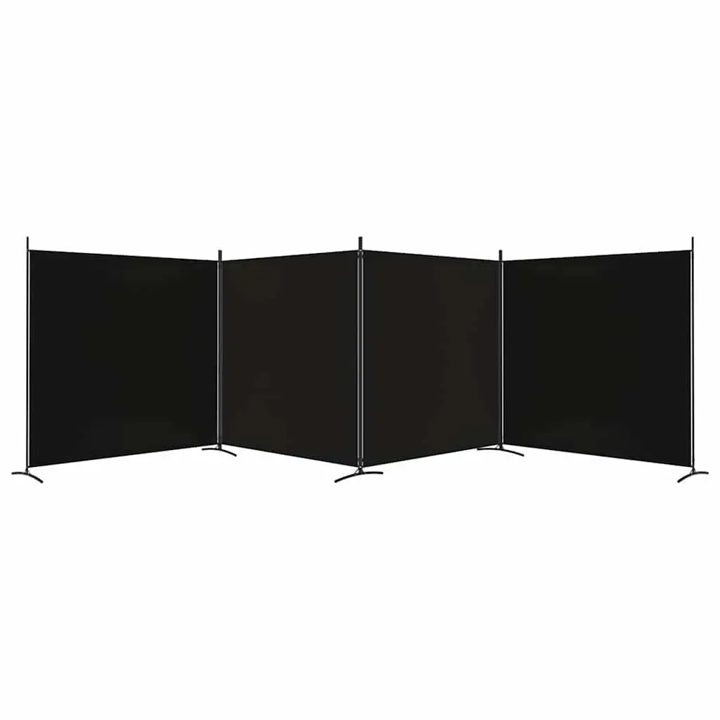 4-Panel Room Divider Black 698x180 cm Foldable Fabric Privacy Screen