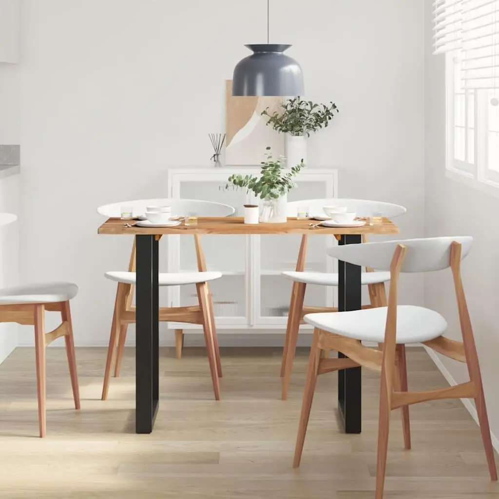 Solid Wood Dining Table Brown 110x50x76cm Acacia with Iron Legs