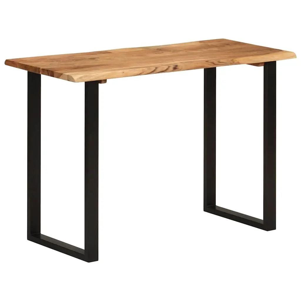 Solid Wood Dining Table Brown 110x50x76cm Acacia with Iron Legs