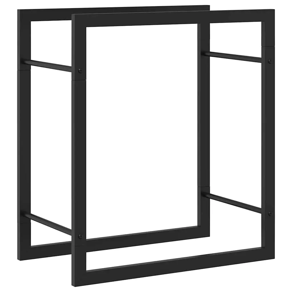Firewood Rack Log Storage Holder Steel Black Fireplace Wood Stand Home Garden