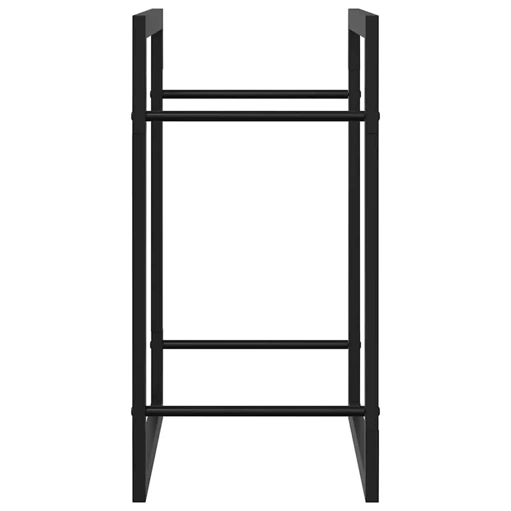 Firewood Rack Log Storage Holder Steel Black Fireplace Wood Stand Home Garden