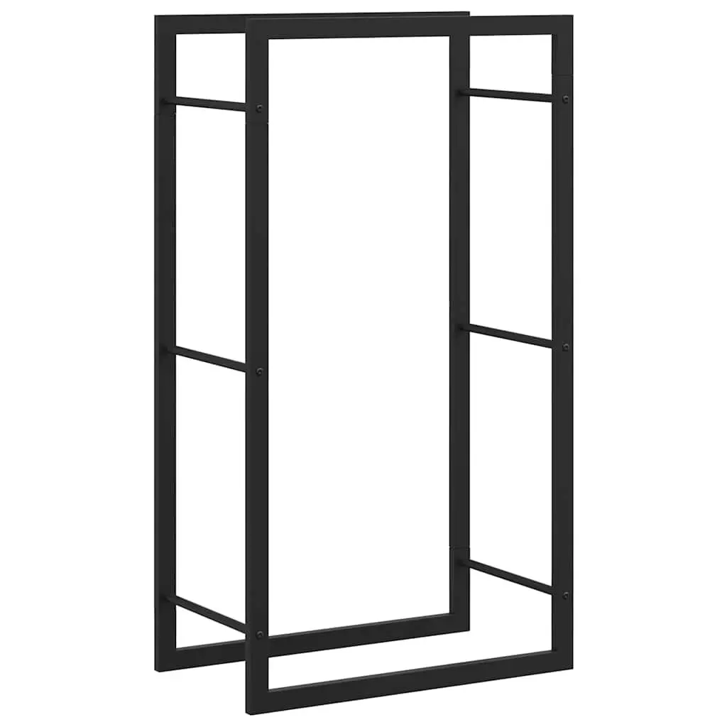 Firewood Rack Log Storage Holder Steel Black Fireplace Wood Stand 50x28x94cm