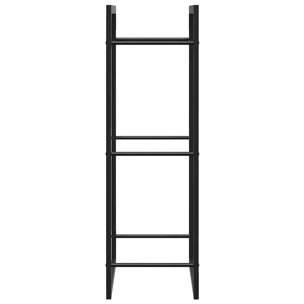 Firewood Rack Log Storage Holder Steel Black Fireplace Wood Stand 50x28x94cm