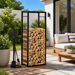 Black Steel Log Rack for Firewood