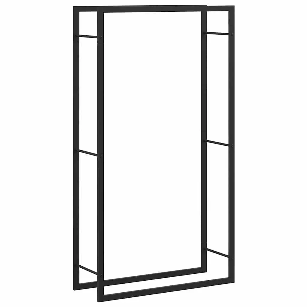 Firewood Rack Black Steel Elevated Log Storage Holder 80x28x154cm