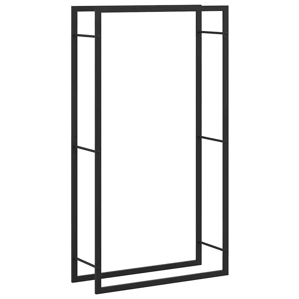Firewood Rack Black Steel Elevated Log Storage Holder 80x28x154cm