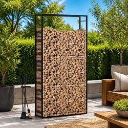Firewood Rack in Black Steel