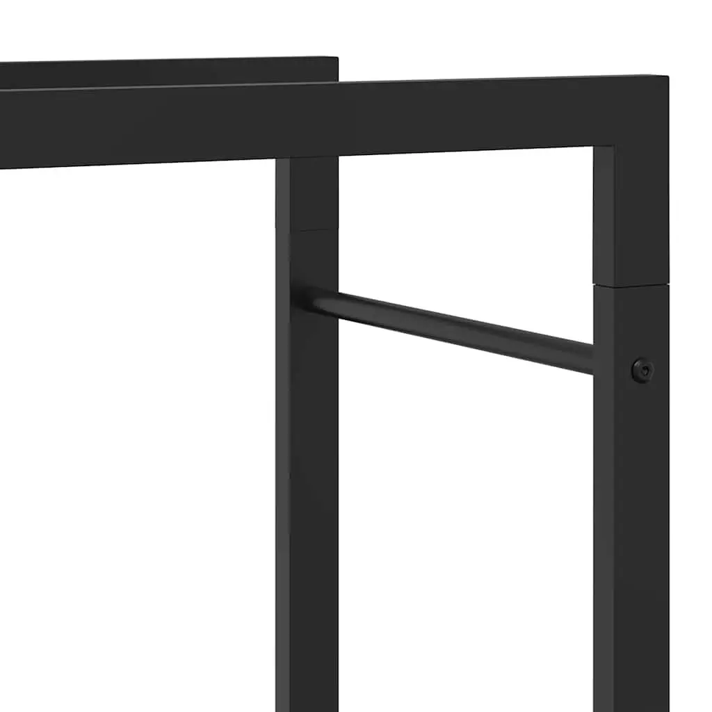 Firewood Rack Black Steel Log Storage Stand Fireplace Wood Holder 110x28x214cm