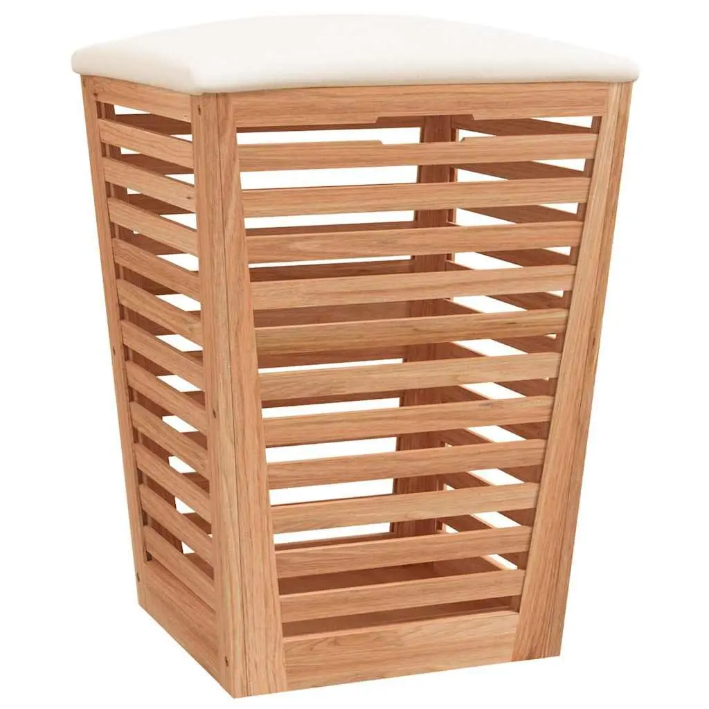 Wooden Bathroom Storage Stool Brown 40.5cm Cushioned Lid
