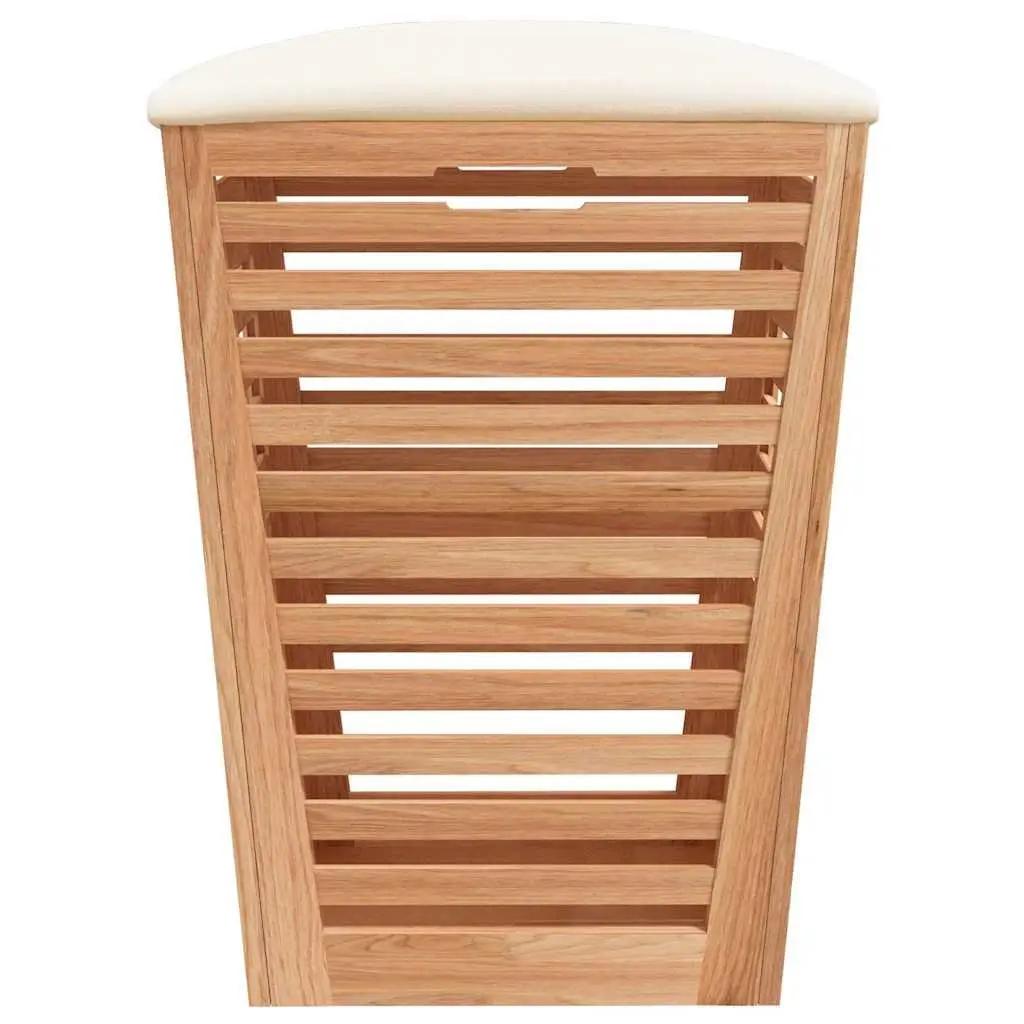 Wooden Bathroom Storage Stool Brown 40.5cm Cushioned Lid