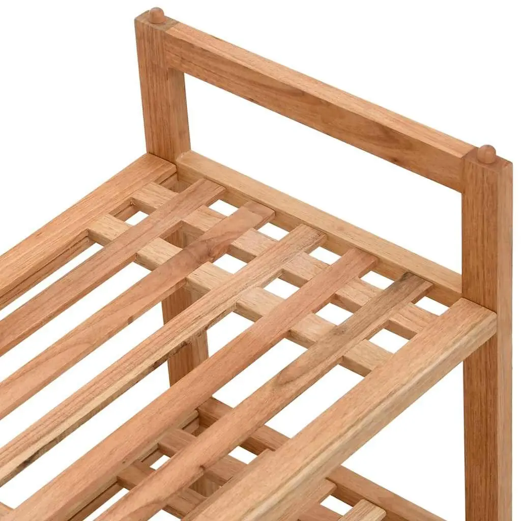 Shoe Rack Brown 2 Shelves Solid Wood Stackable