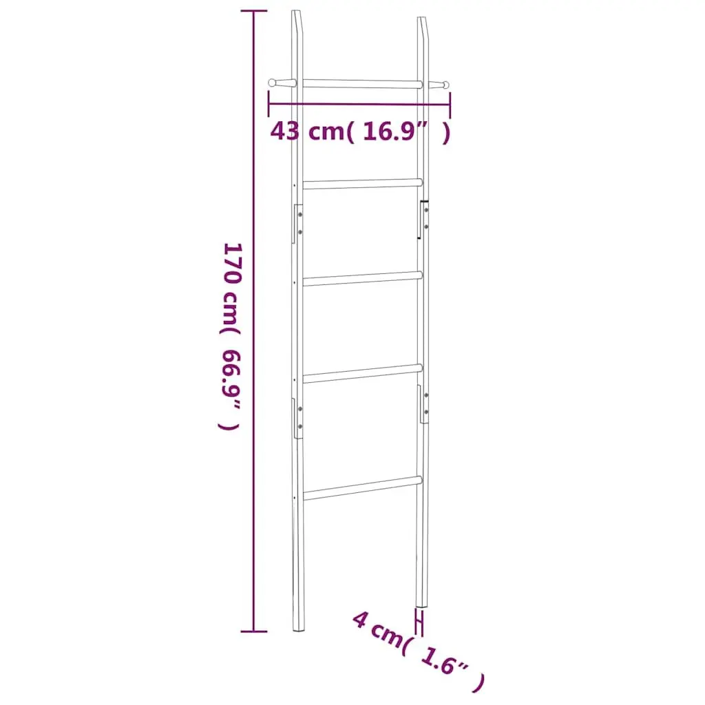 Towel Ladder Brown 170 cm Solid Wood 4 Rungs Storage Rack Bathroom Bedroom Home Decor