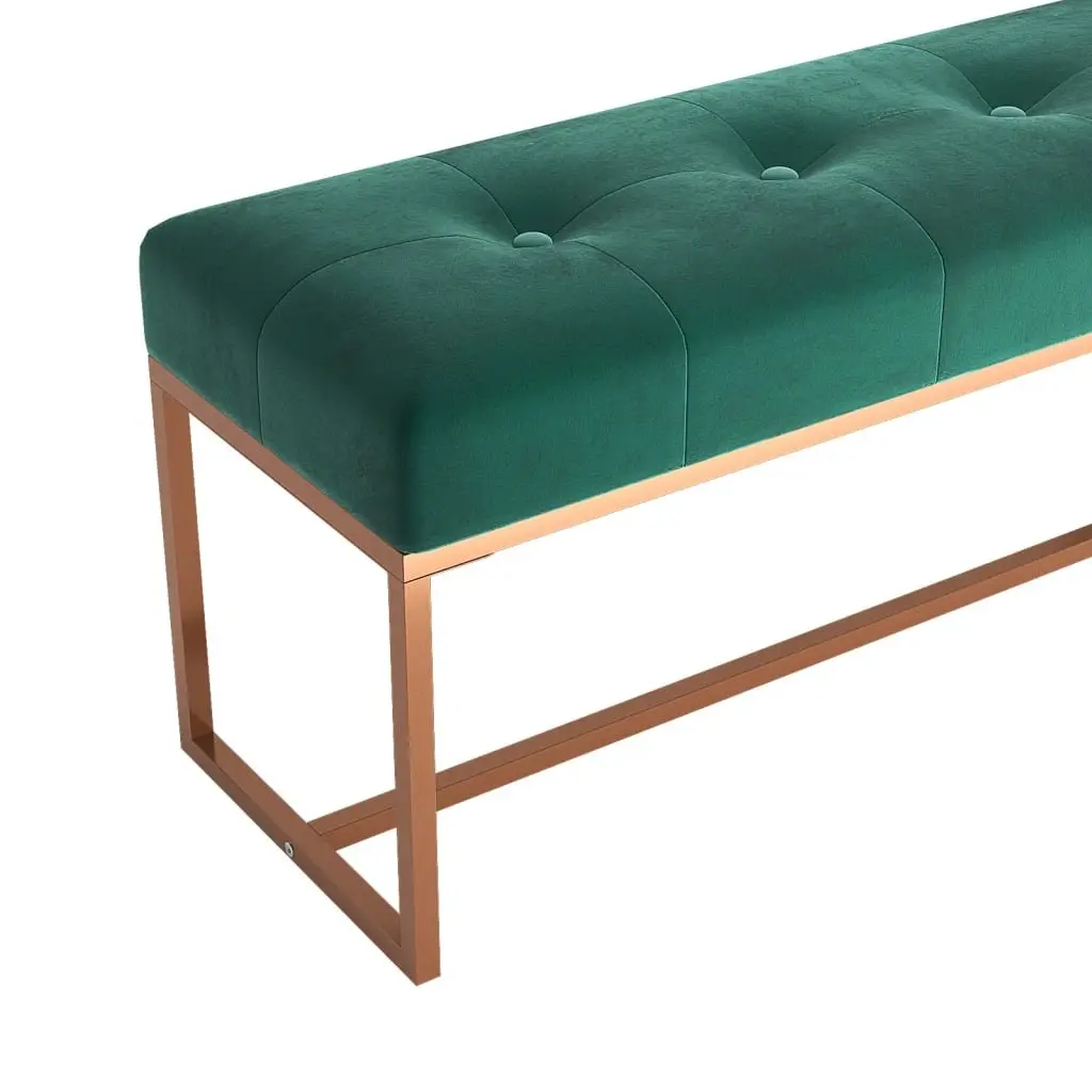 Storage Bench Green Velvet Padded Seat Living Room Bedroom Entryway Furniture