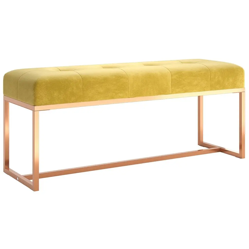 Velvet Bench Yellow Foam Padded Seat Living Room Entryway Furniture