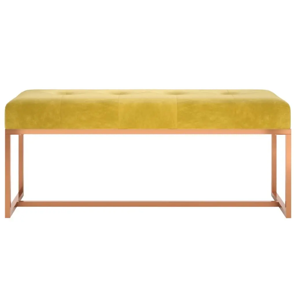 Velvet Bench Yellow Foam Padded Seat Living Room Entryway Furniture