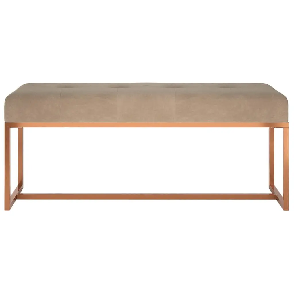 Beige Velvet Bench Padded Storage Seating Furniture Living Room Entryway