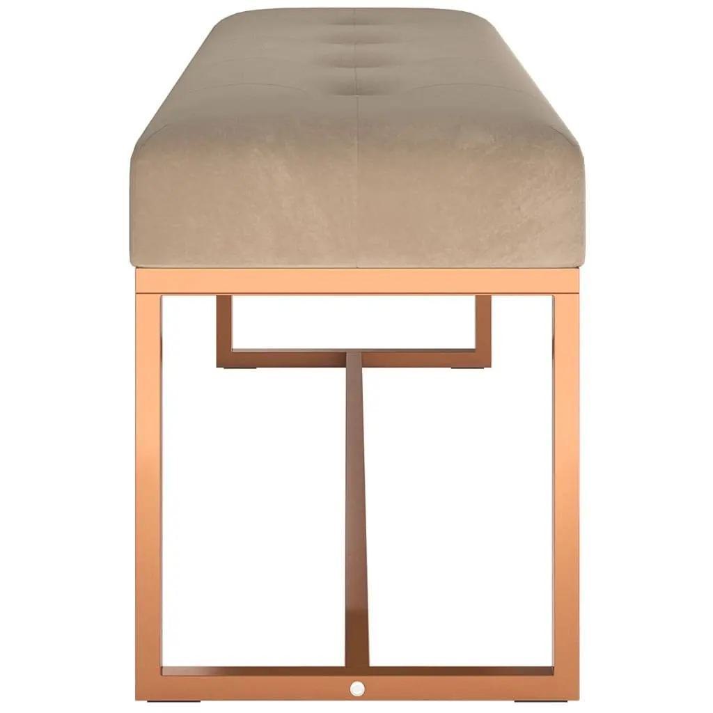 Beige Velvet Bench Padded Storage Seating Furniture Living Room Entryway