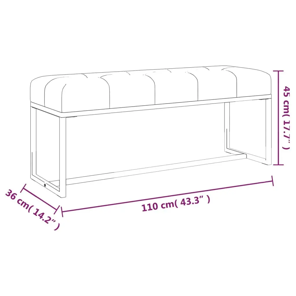 Beige Velvet Bench Padded Storage Seating Furniture Living Room Entryway