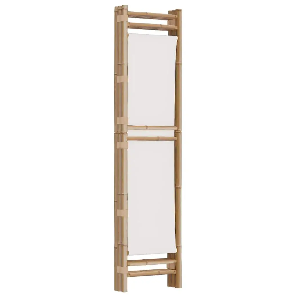 Room Divider Cream 3-Panel Folding Bamboo Canvas Privacy Screen Indoor