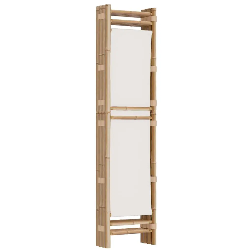 Folding Room Divider Cream 160cm Bamboo Canvas 4-Panel Privacy Screen