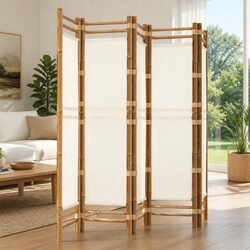 5-Panel Folding Room Divider in Cream 200cm