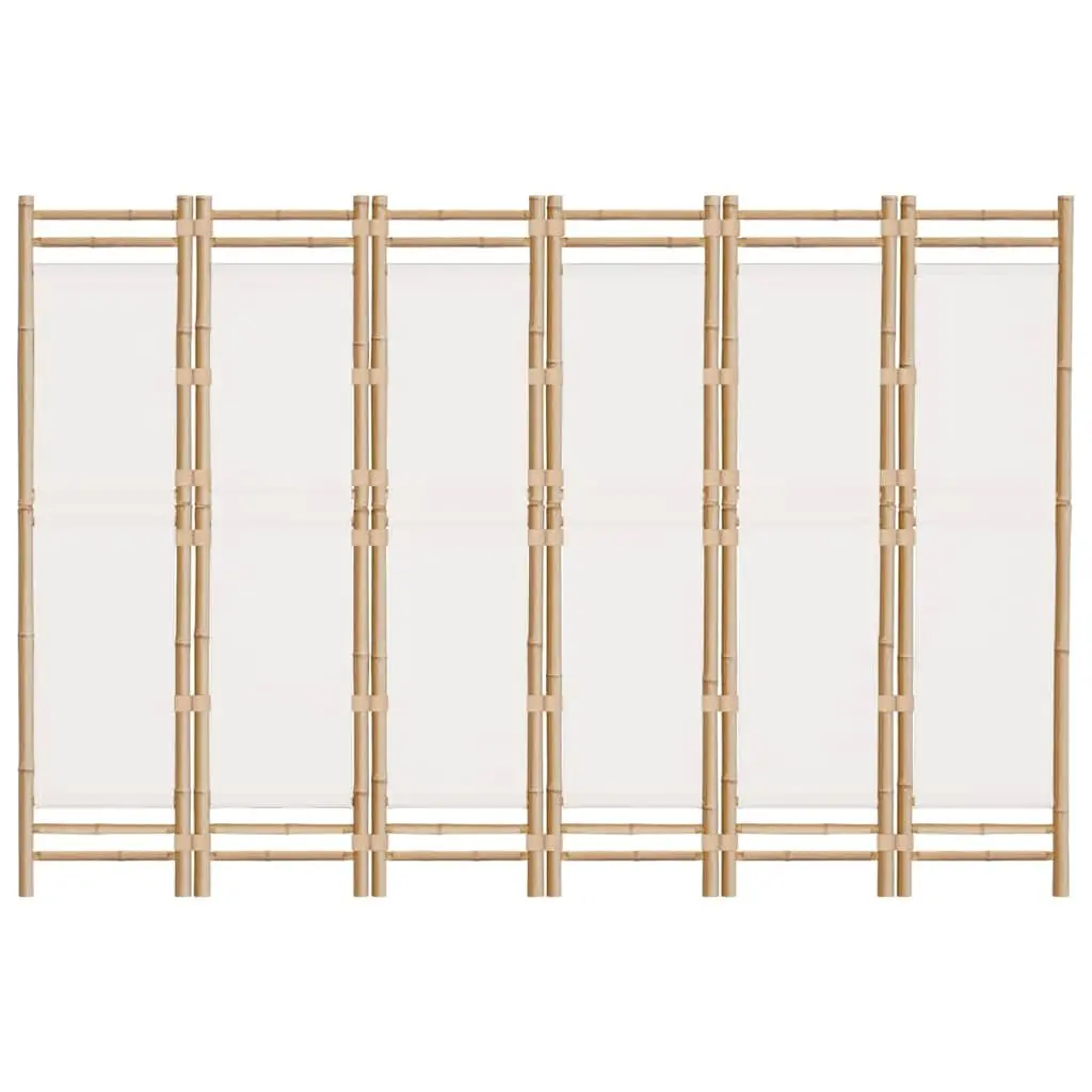Folding Room Divider Cream 240 cm 6-Panel Bamboo Canvas Privacy Screen