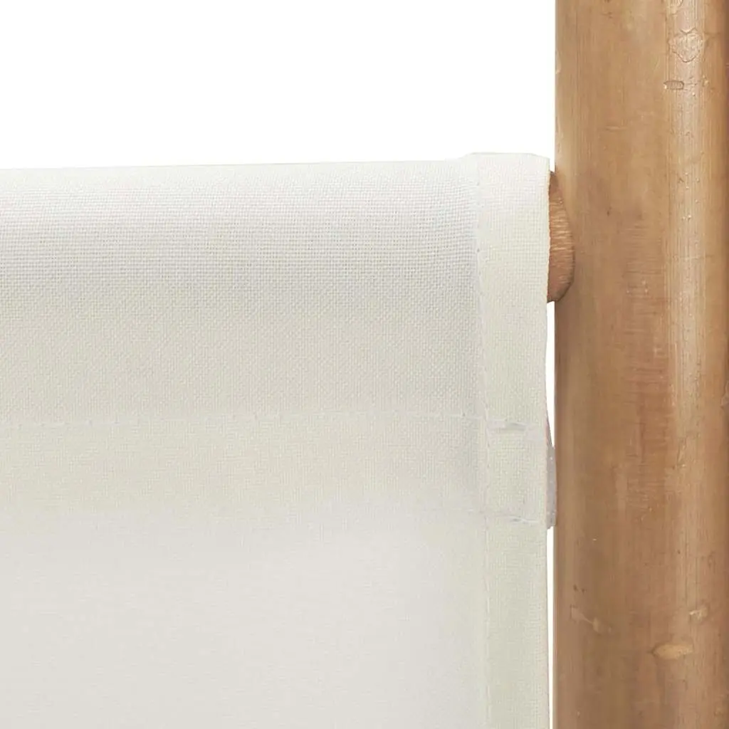 Folding Room Divider Cream 240 cm 6-Panel Bamboo Canvas Privacy Screen