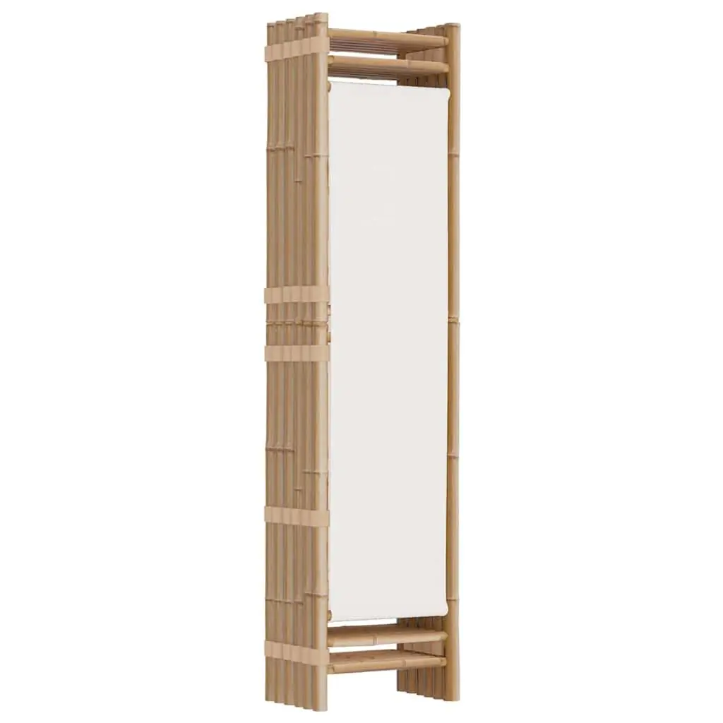 Folding Room Divider Cream 240 cm 6-Panel Bamboo Canvas Privacy Screen