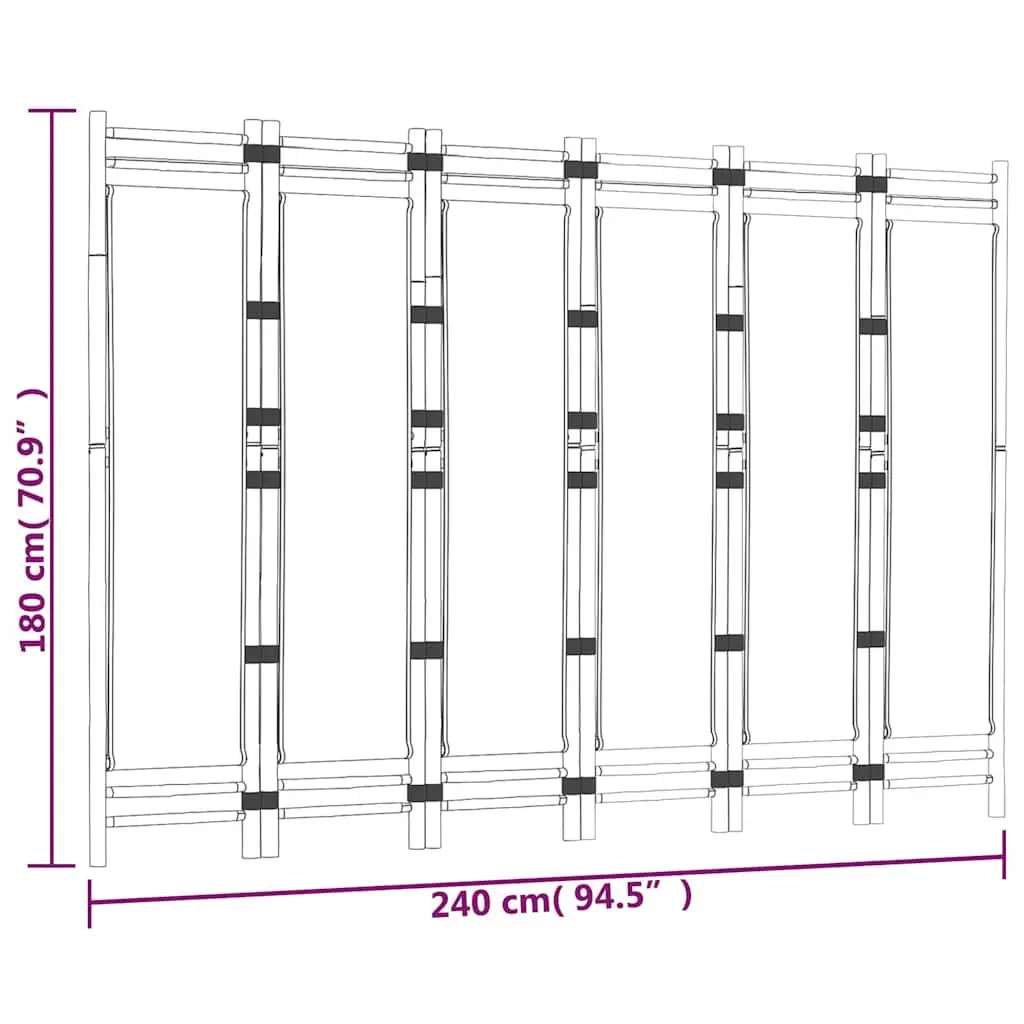 Folding Room Divider Cream 240 cm 6-Panel Bamboo Canvas Privacy Screen