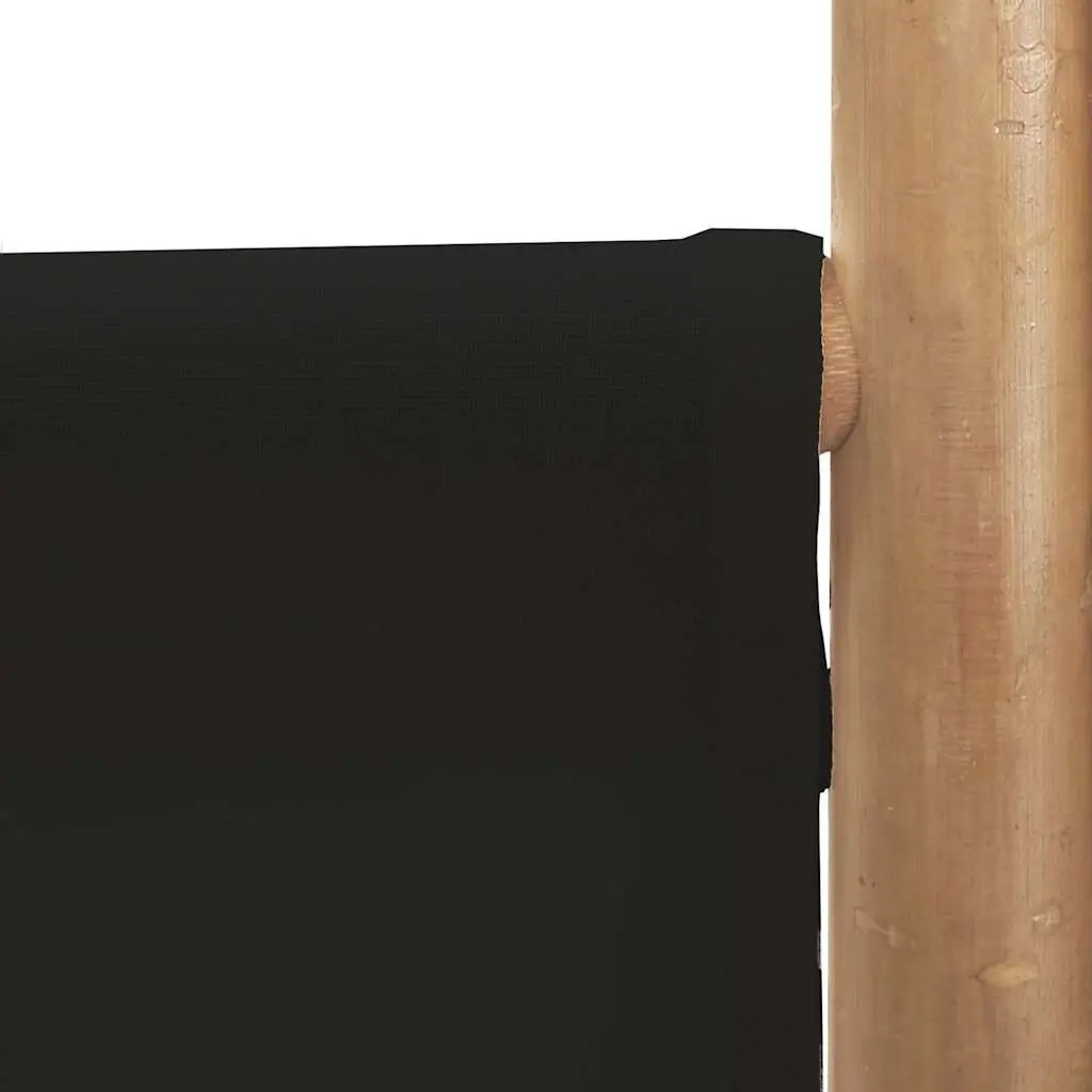 Room Divider Black 4-Panel Folding Bamboo Canvas Privacy Screen