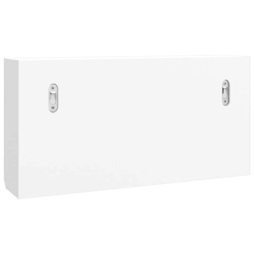 Key Cabinet White Wall-Mounted Storage Organiser with Hooks Compartments Shelf