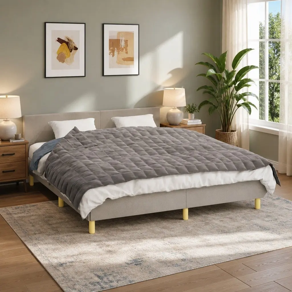 Weighted Blanket Grey 155x220cm 7kg Pressure Sleep Comfort Bedding Quilt
