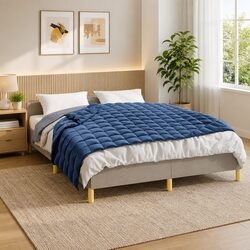 Blue Weighted Blanket 150x200 cm 7 kg, Quality Sleep Aid