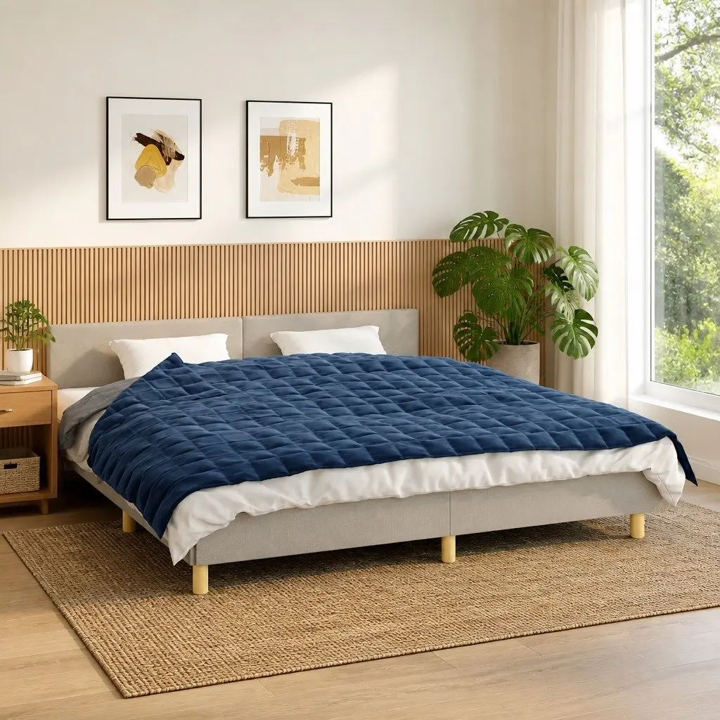 Weighted Blanket Blue 155x220cm 7kg Breathable Fabric Even Weight Distribution