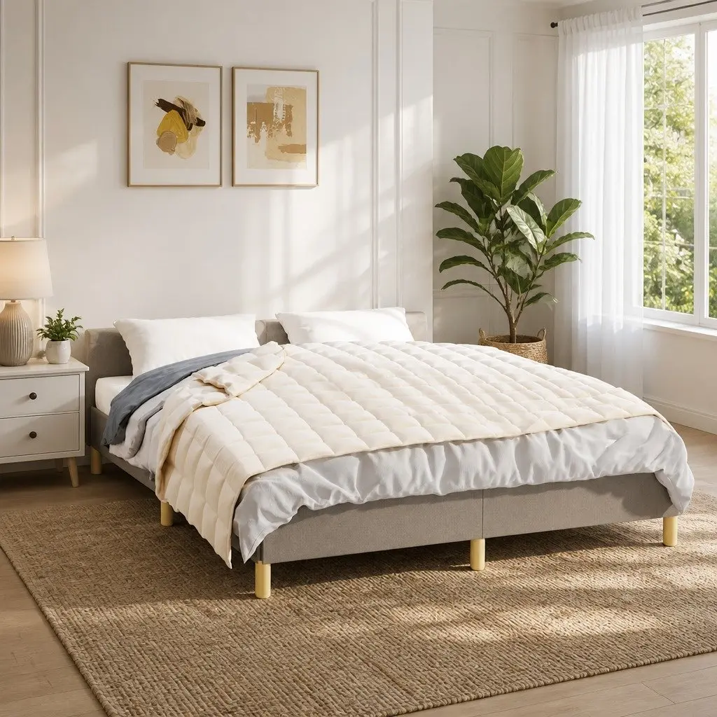 Light Cream Weighted Blanket 120x180 cm with Soft Filling