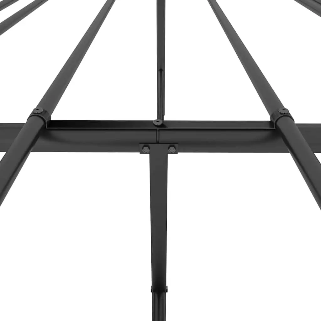 Metal Bed Frame Black 135x190cm with Slats and Headboard for Bedroom Furniture