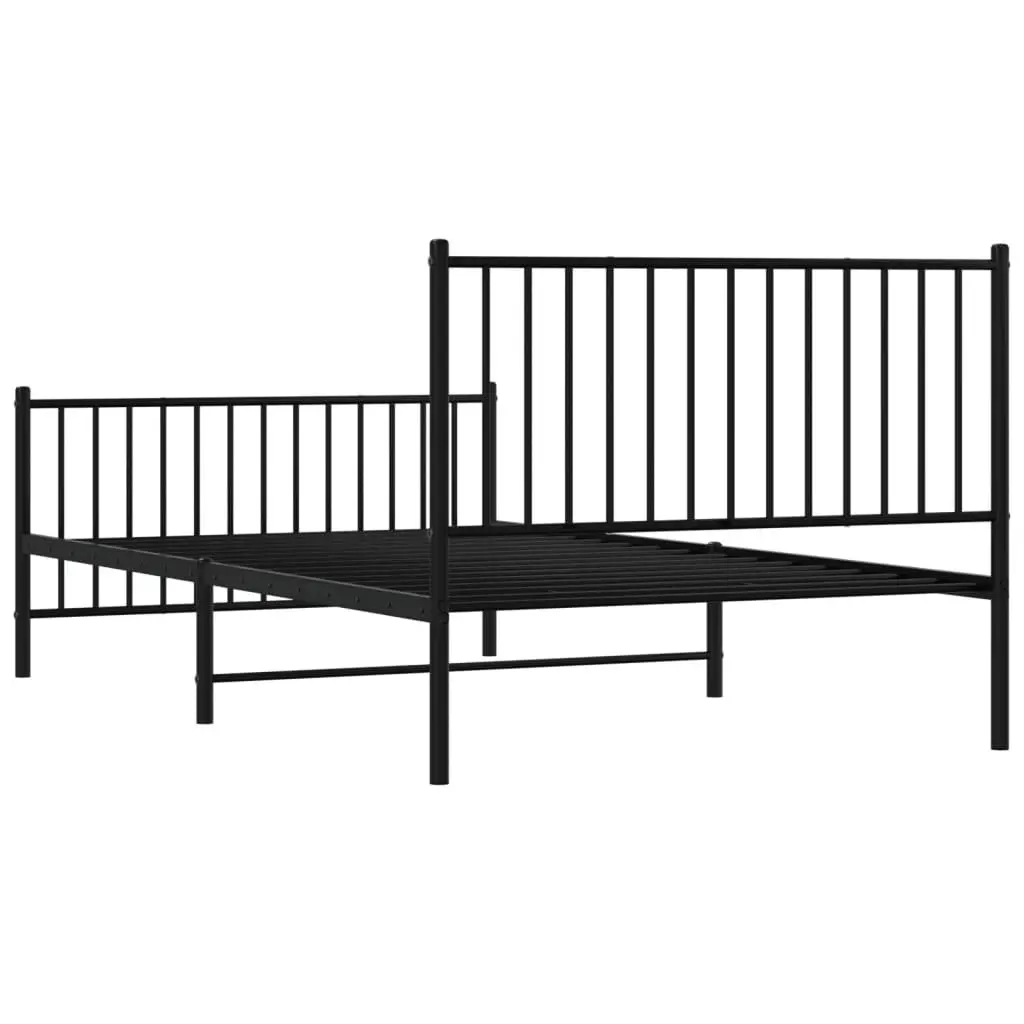 Metal Bed Frame Black King Single 107x203 cm with Footboard Slatted Base