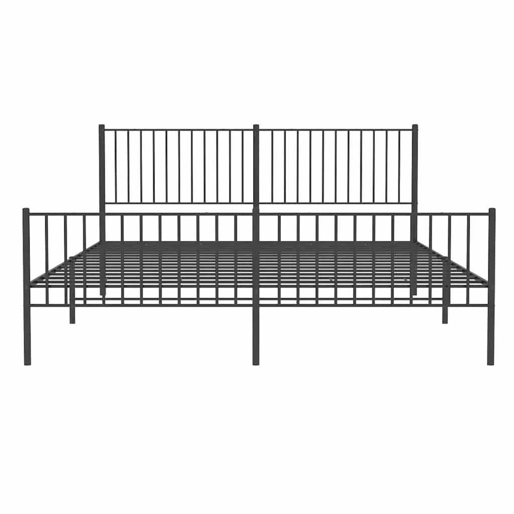 Metal Bed Frame Black King Size 183x203 cm Sturdy Steel Construction with Headboard Footboard