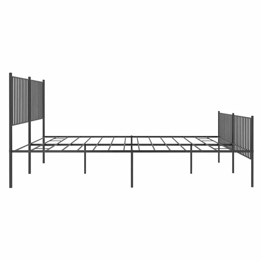 Metal Bed Frame Black King Size 183x203 cm Sturdy Steel Construction with Headboard Footboard