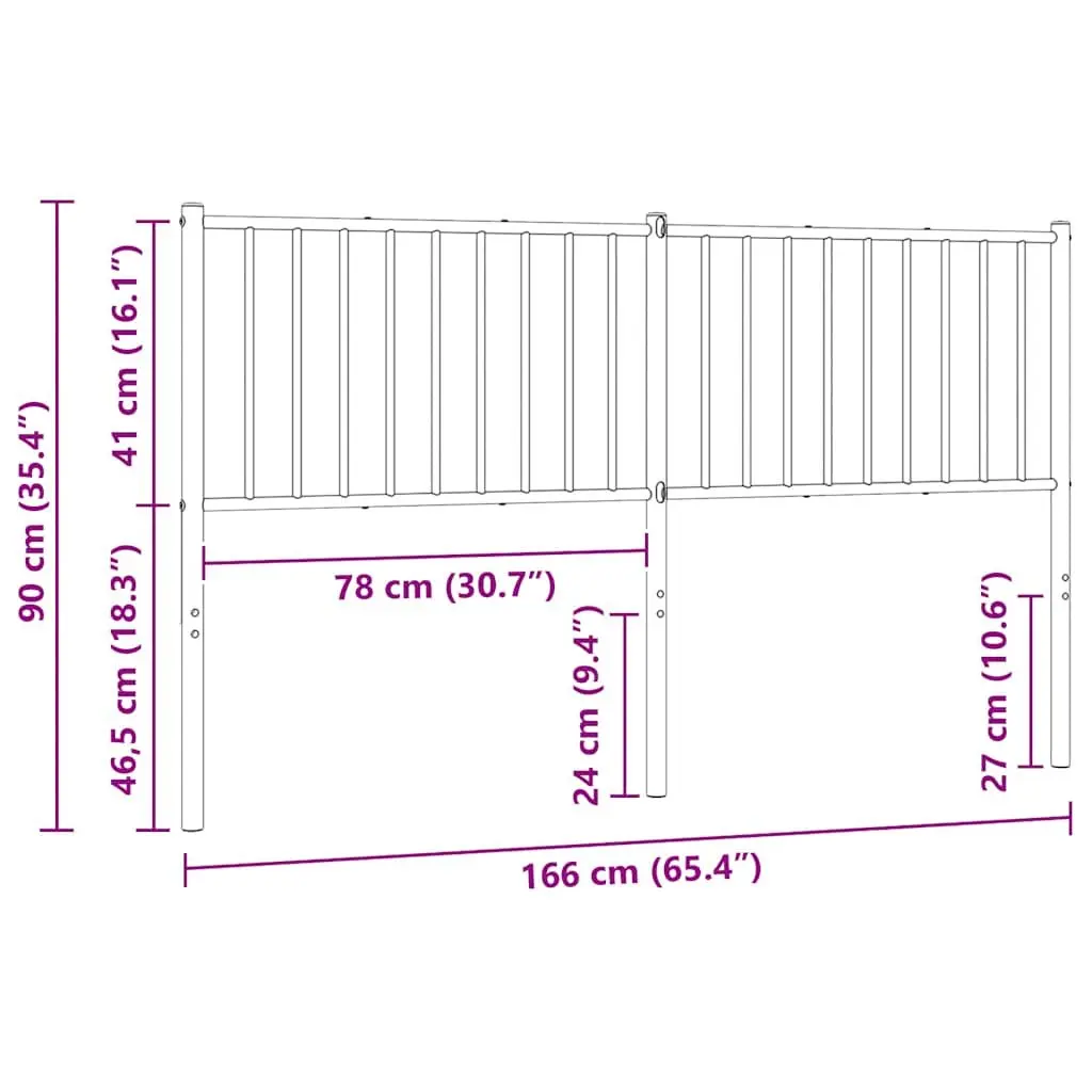 Metal Headboard Black 180cm Powder-coated Steel Construction Sturdy Legs Back Support
