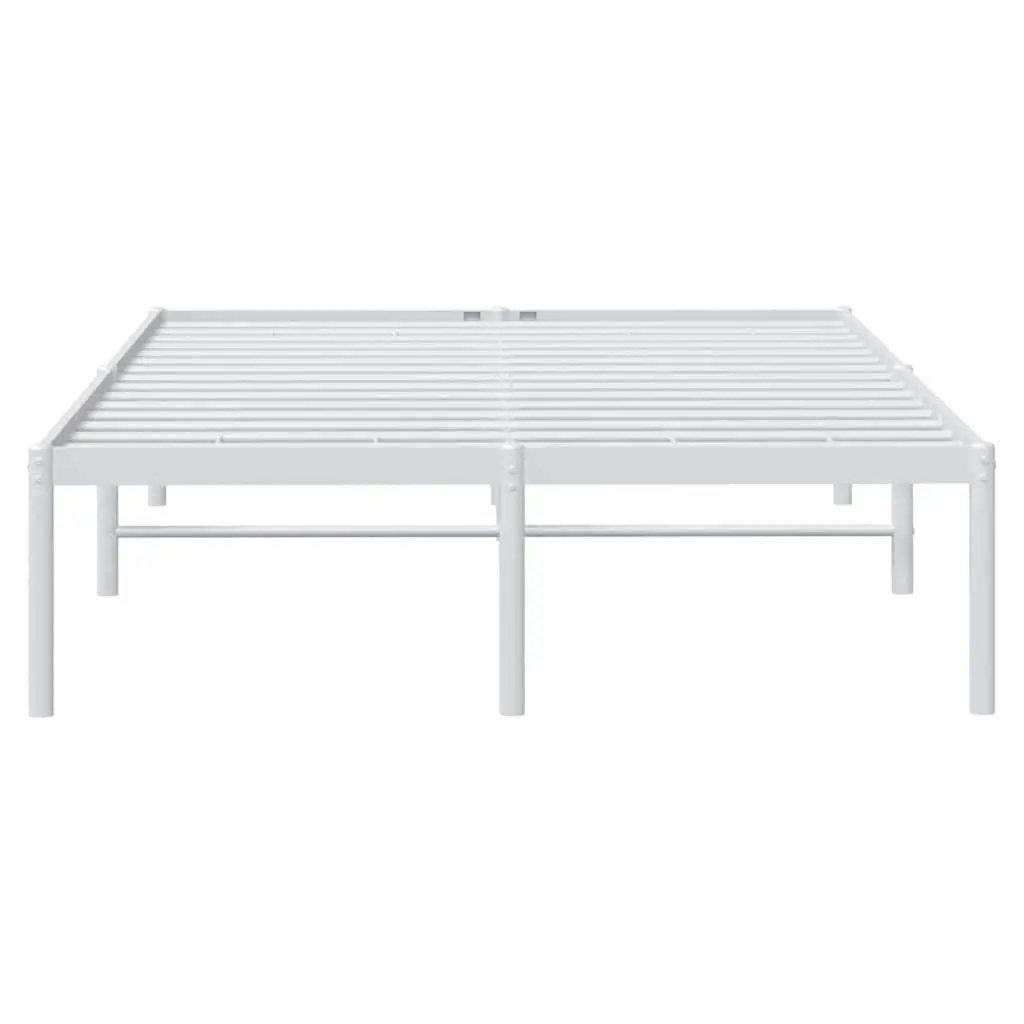Metal Bed Frame White 135x190 cm Sturdy Steel Slatted Base