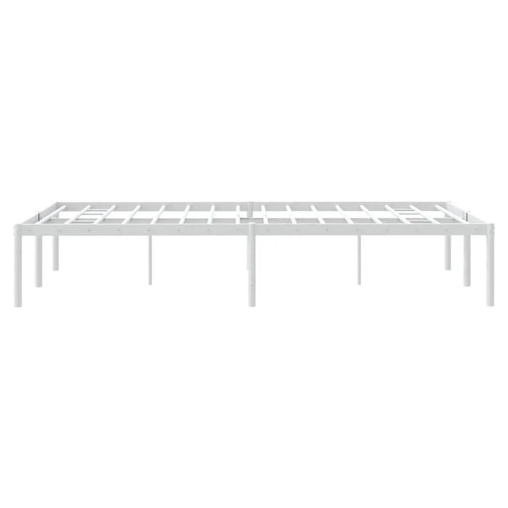 Metal Bed Frame White 135x190 cm Sturdy Steel Slatted Base