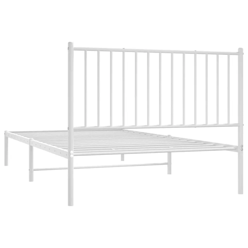Metal Bed Frame White King Single 107x203 cm Slatted Base Headboard
