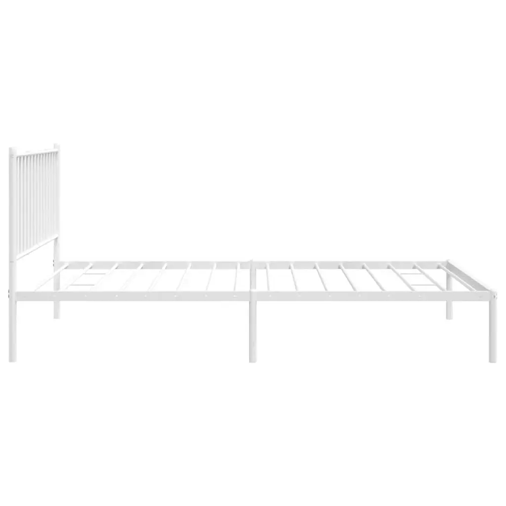 Metal Bed Frame White King Single 107x203 cm Slatted Base Headboard