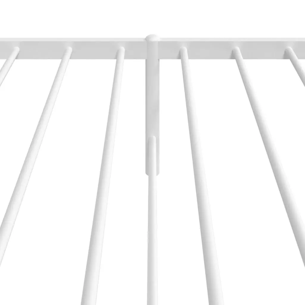 Metal Bed Frame White King Single 107x203 cm Slatted Base Headboard