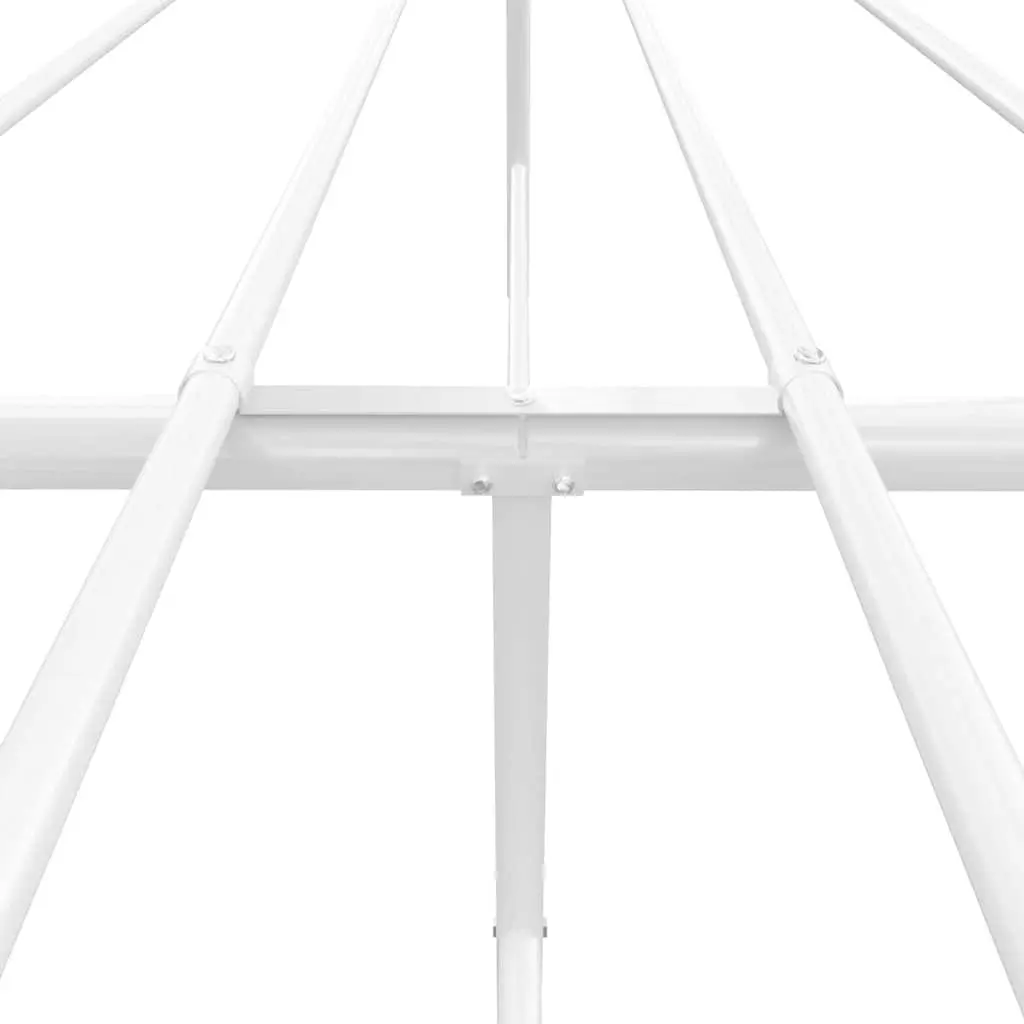 White Metal Bed Frame with Headboard 135x190 cm