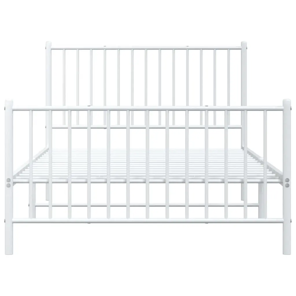 Metal Bed Frame White King Single 107x203 cm Powder-Coated Steel Slatted Base