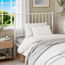 Concise Design: 90cm Metal Headboard in White