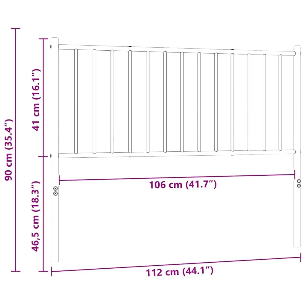 Metal Headboard Sturdy Support White 107cm Steel for Bedroom