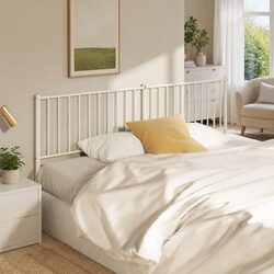 Metal Headboard White 180cm Bed Header Powder Coated Steel Frame Support